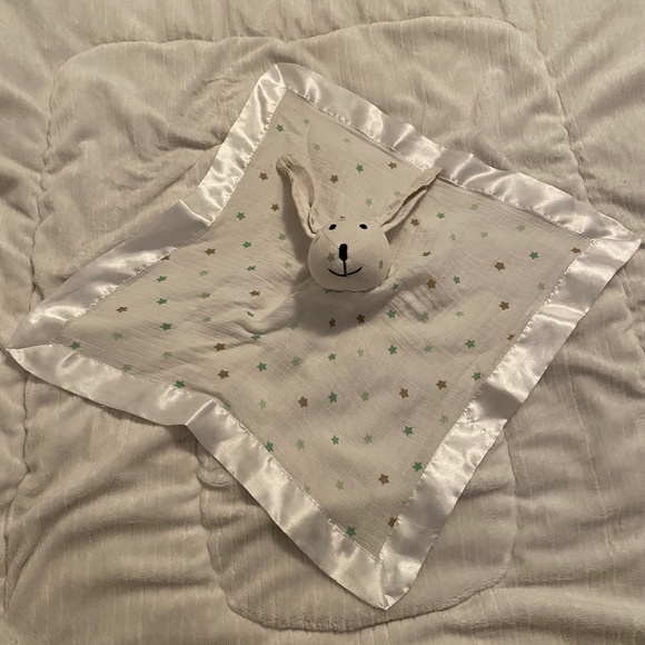 Aden + Anais Bunny Rabbit White With Green & Tan Stars Muslin Baby Lovey - Picture 2 of 6